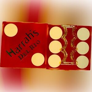 Harrahs Casino Del Rio Dice Red Vintage Cancelled Pair With Case Gambling